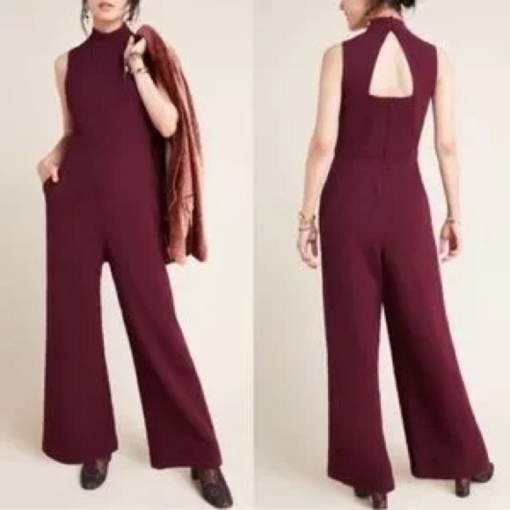 NWOT Anthropologie Eva Franco: Red Sleeveless Jumpsuit with Wide-Leg Palazzo